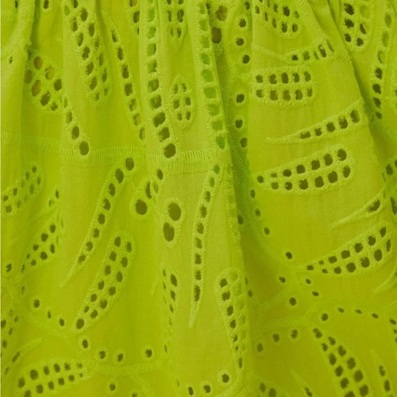 Farm Rio Monstera Eyelet Midi Skirt in Green. Size XXS - Picture 11 of 14